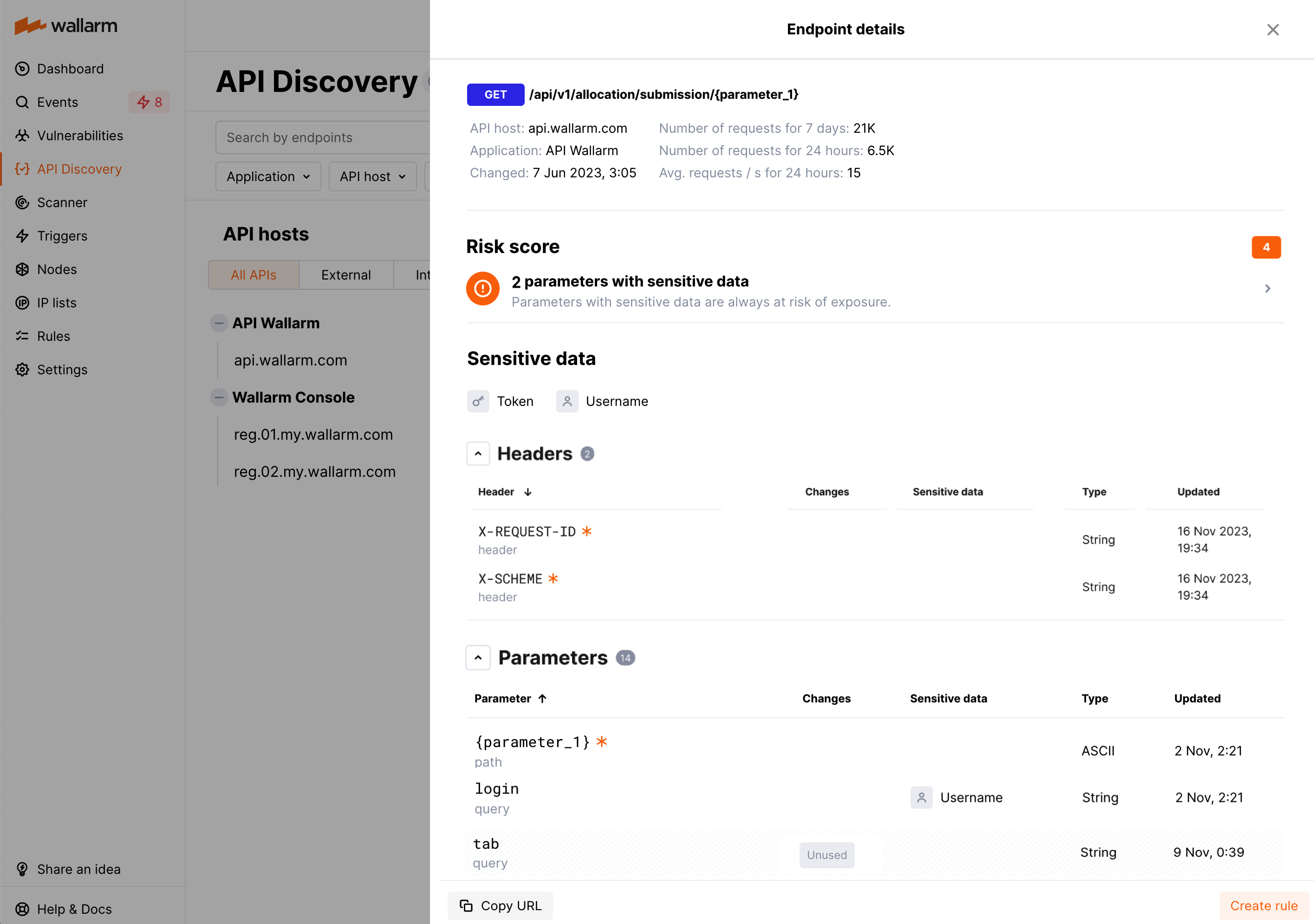 برامترات الطلب المكتشفة بواسطة اكتشاف API