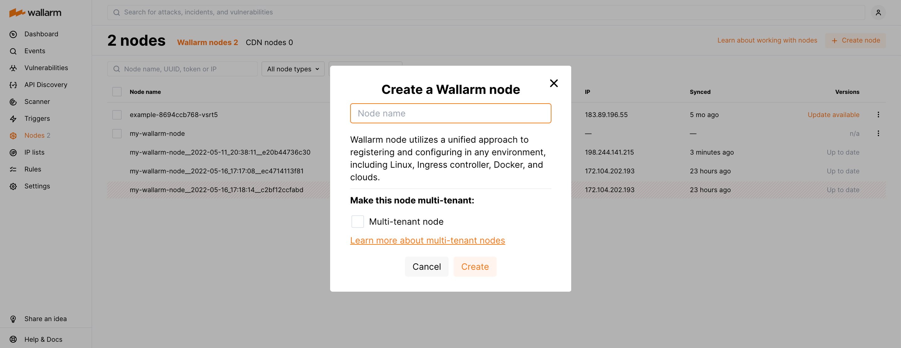 خلق Wallarm node