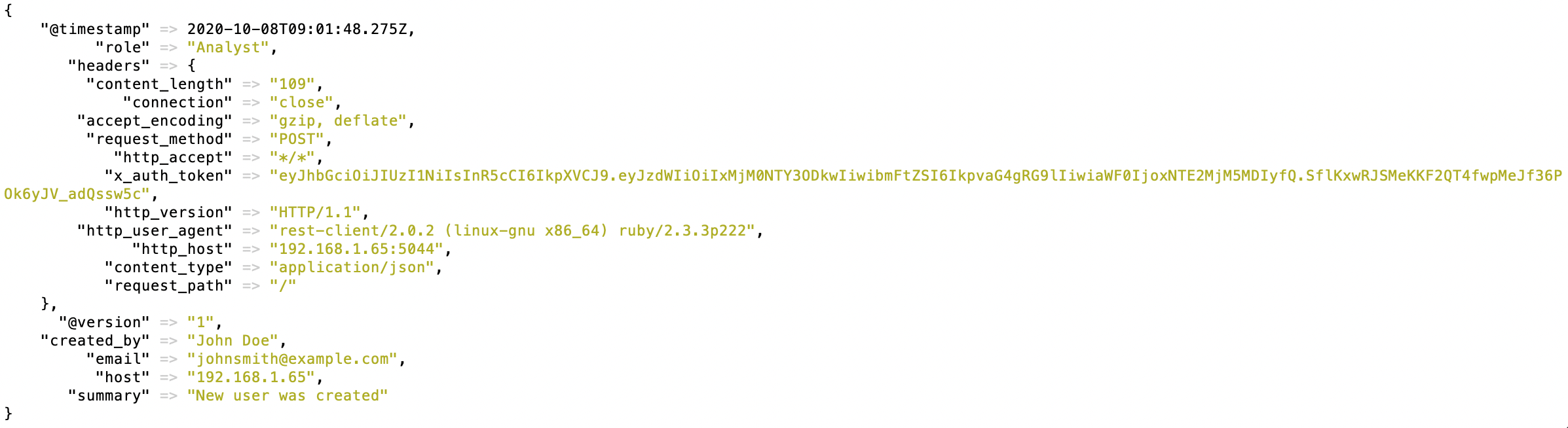 سجل عن المستخدم الجديد في ArcSight Logger من Logstash