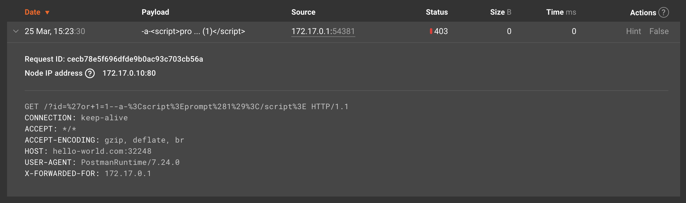 رأس X-FORWARDED-FOR للطلب