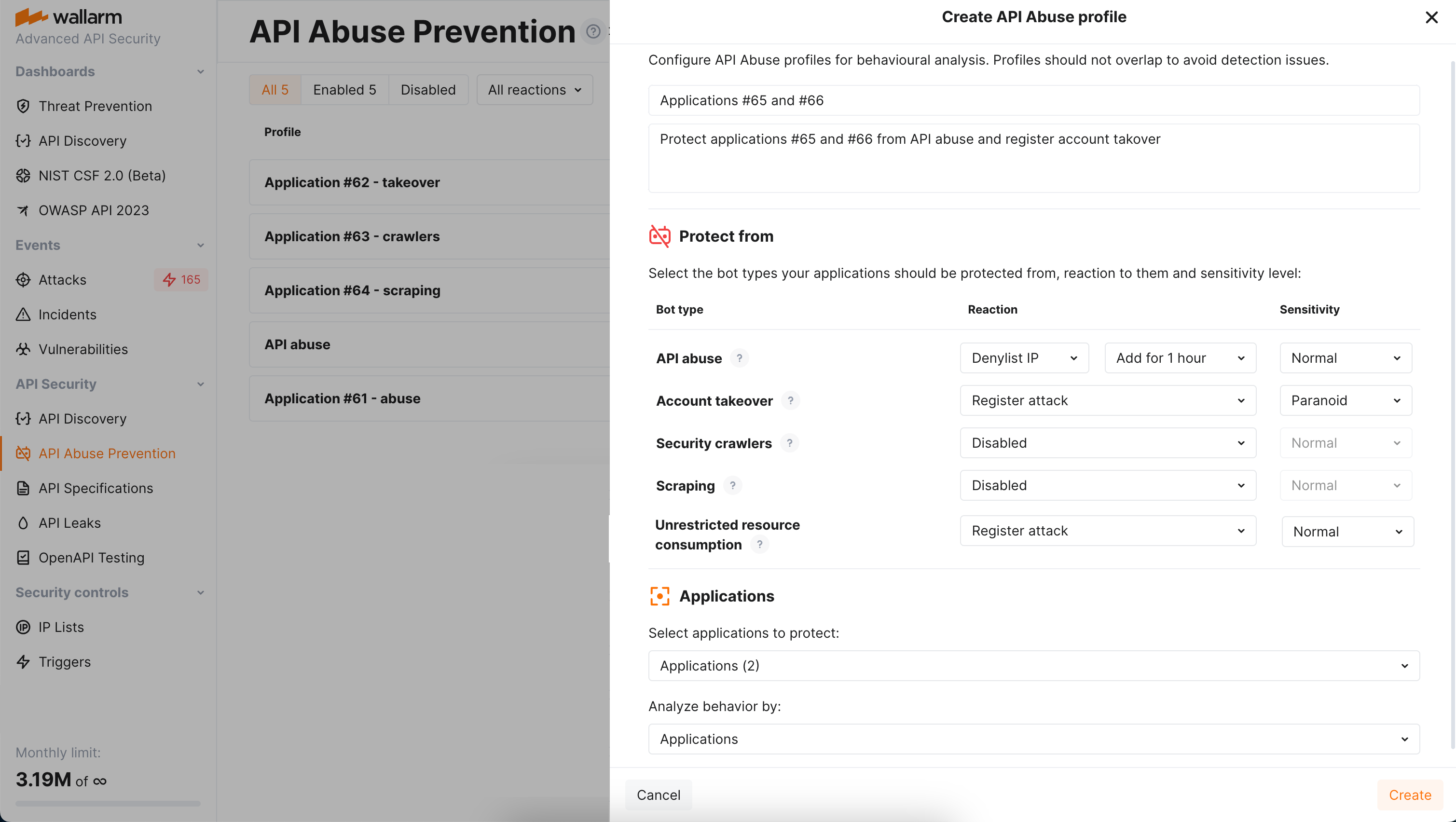 API Abuse Preventionプロファイル