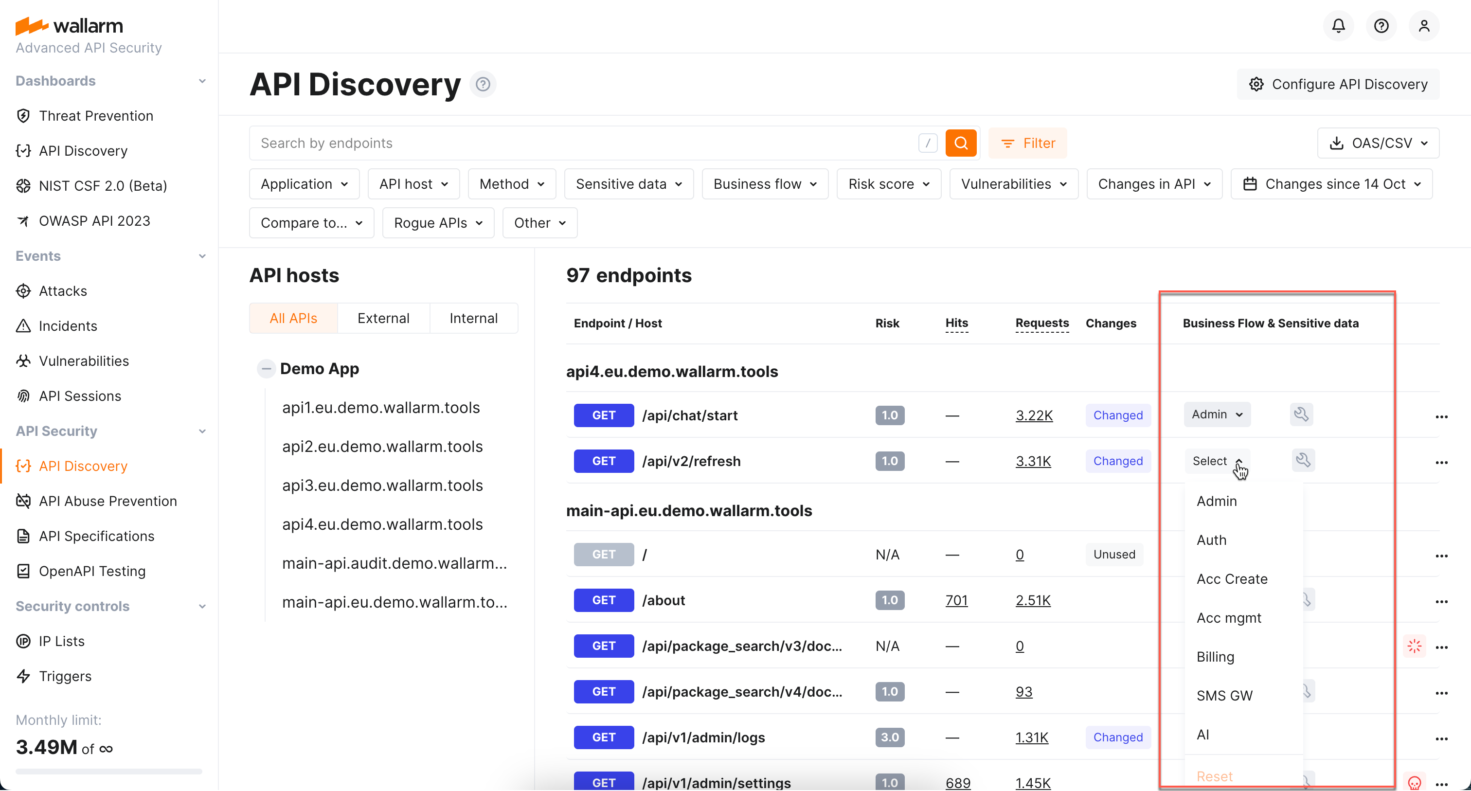 API Discovery - 機密性の高いビジネスフロー