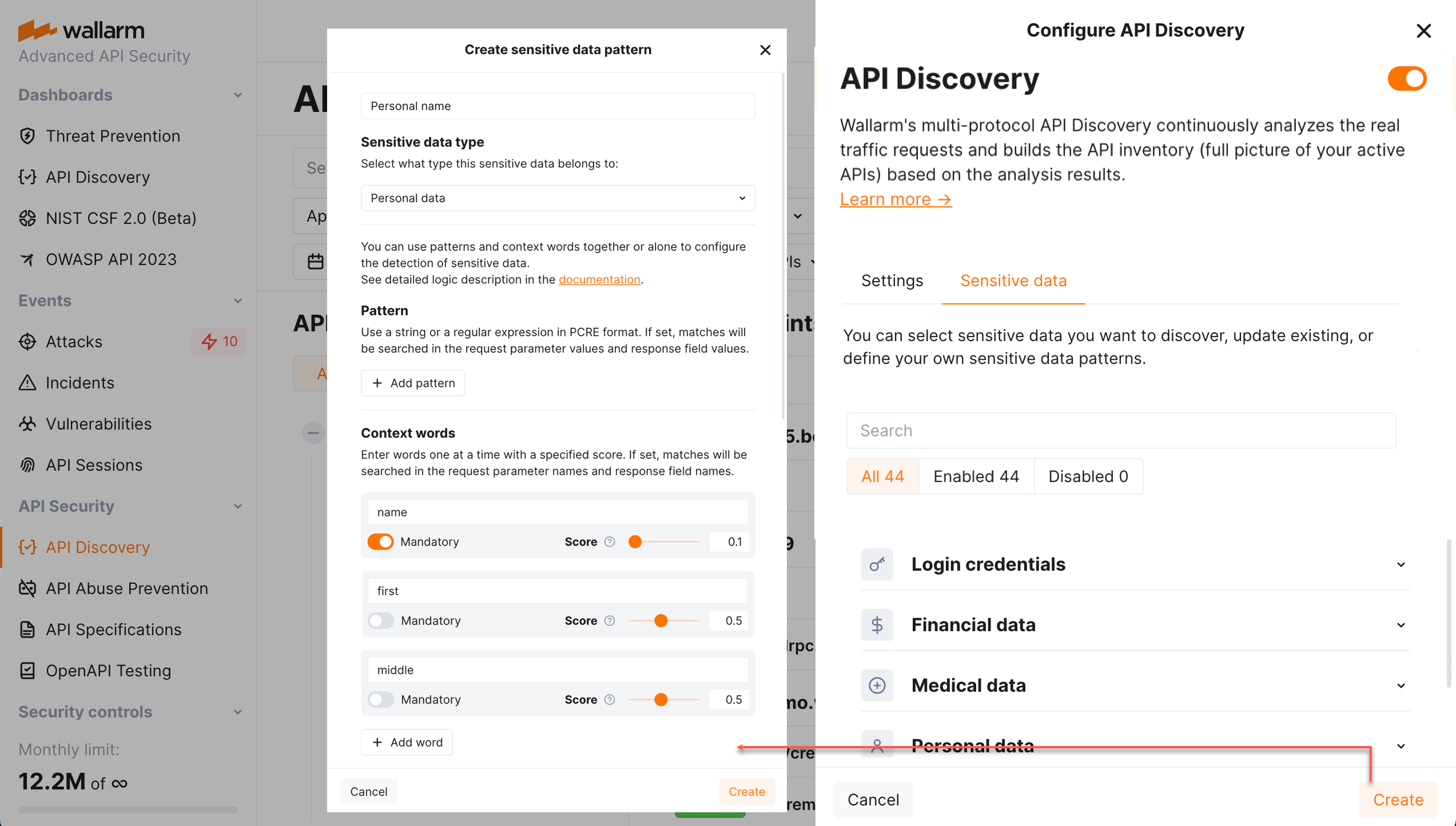 API Discovery – Settings - Sensitive data - カスタムパターンの作成