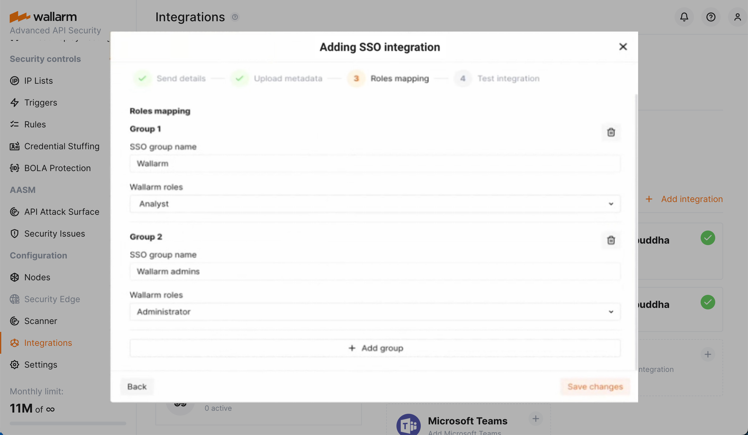 SSOグループからWallarmロールへのマッピング - Wallarmでの設定