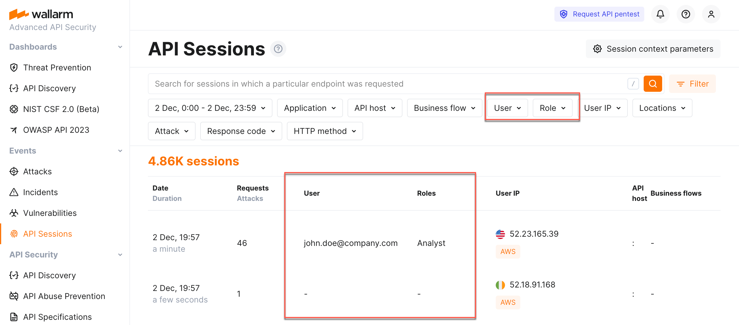 !API Sessions - ユーザーおよびユーザーロールの表示