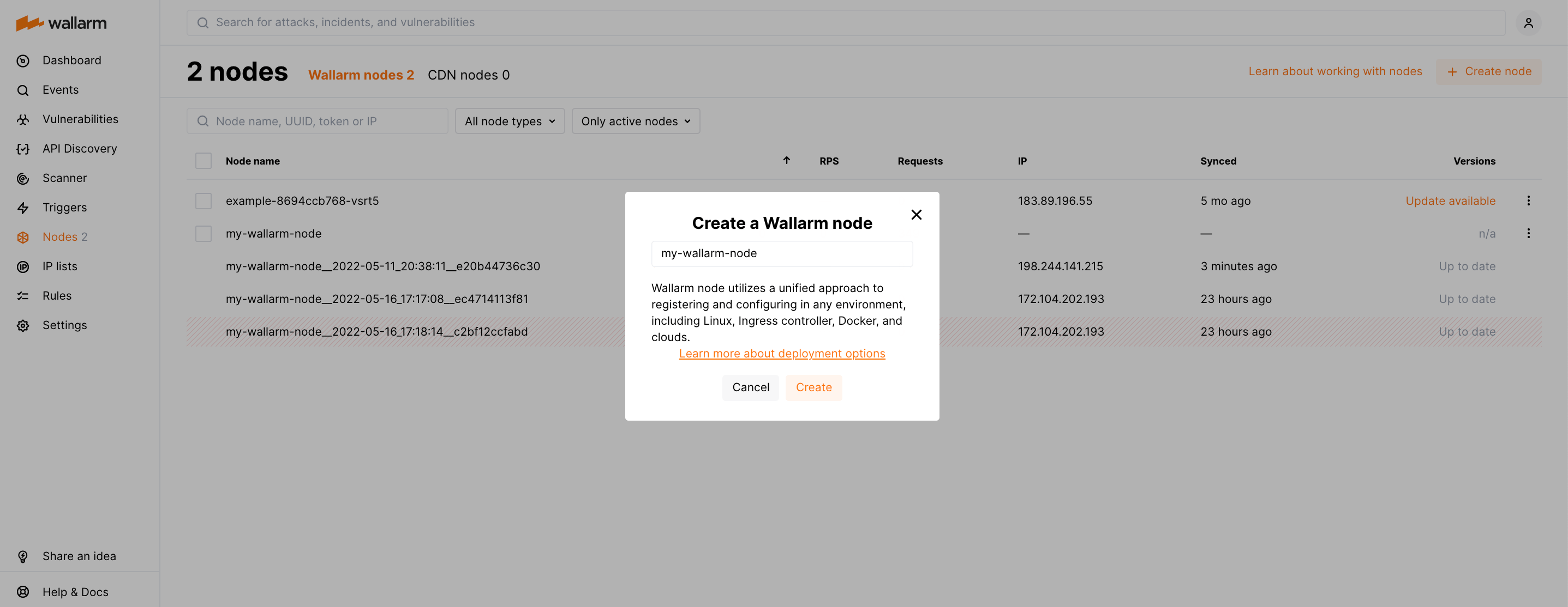 Wallarmノードの作成
