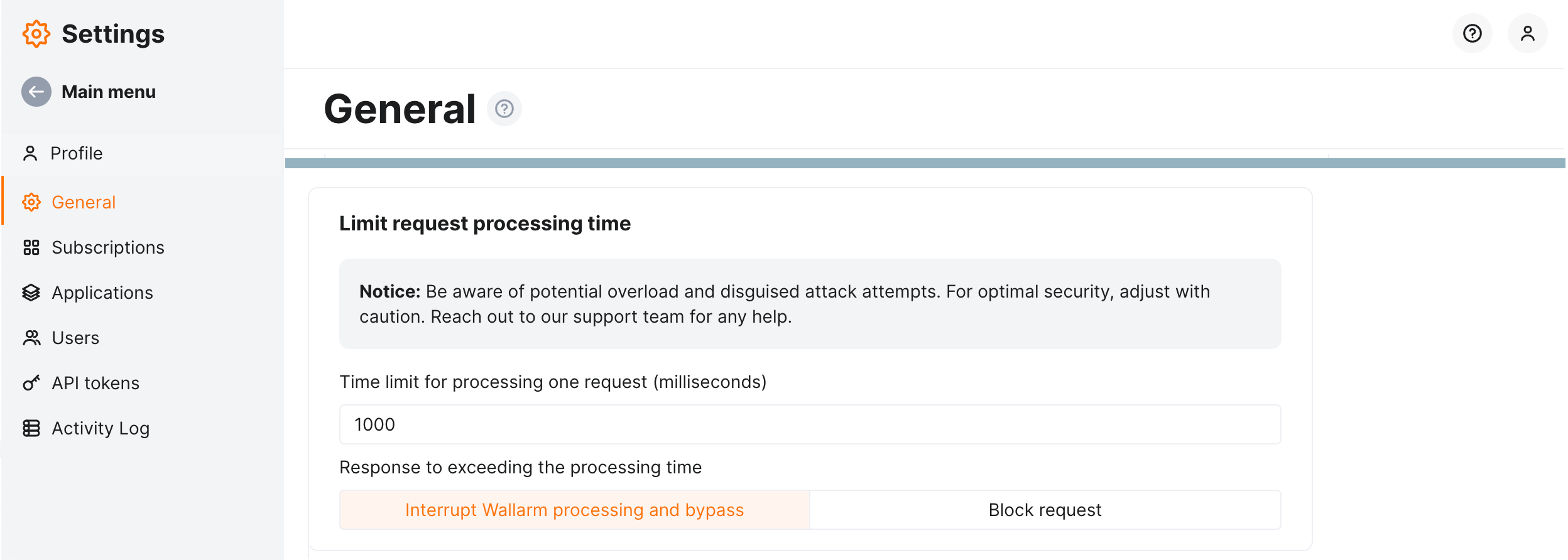 Limit request processing time - 一般設定