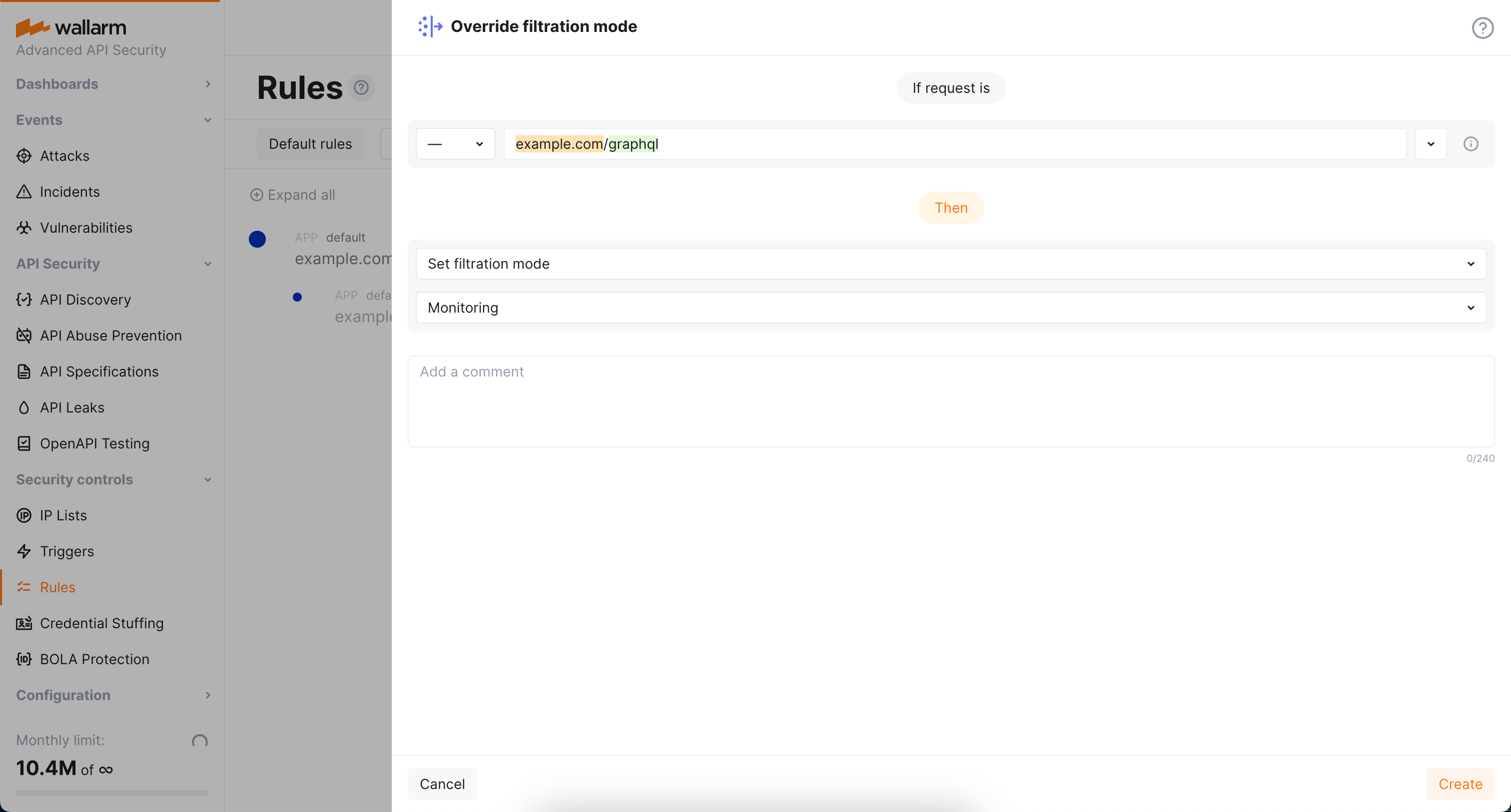 GraphQLポリシーのブロックアクション