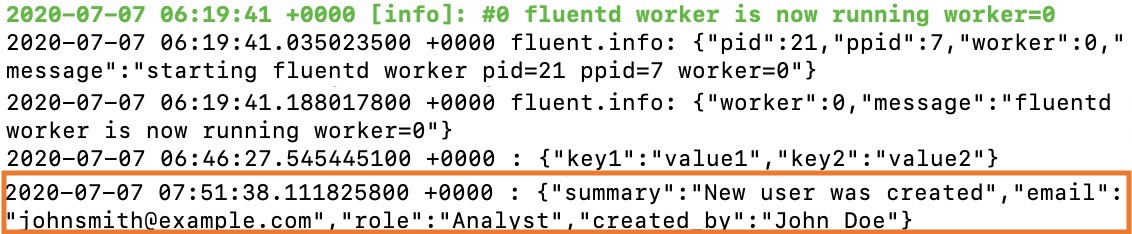 FluentdからQRadarへの新規ユーザーに関するログ