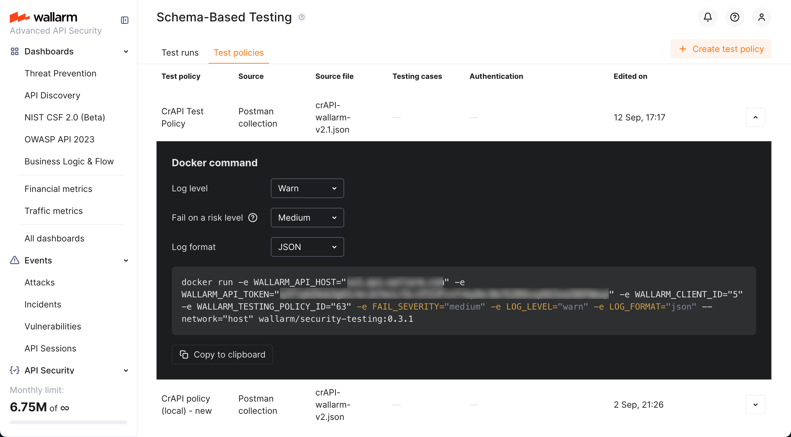 Schema-Based Testing - テストポリシーのDockerコマンド