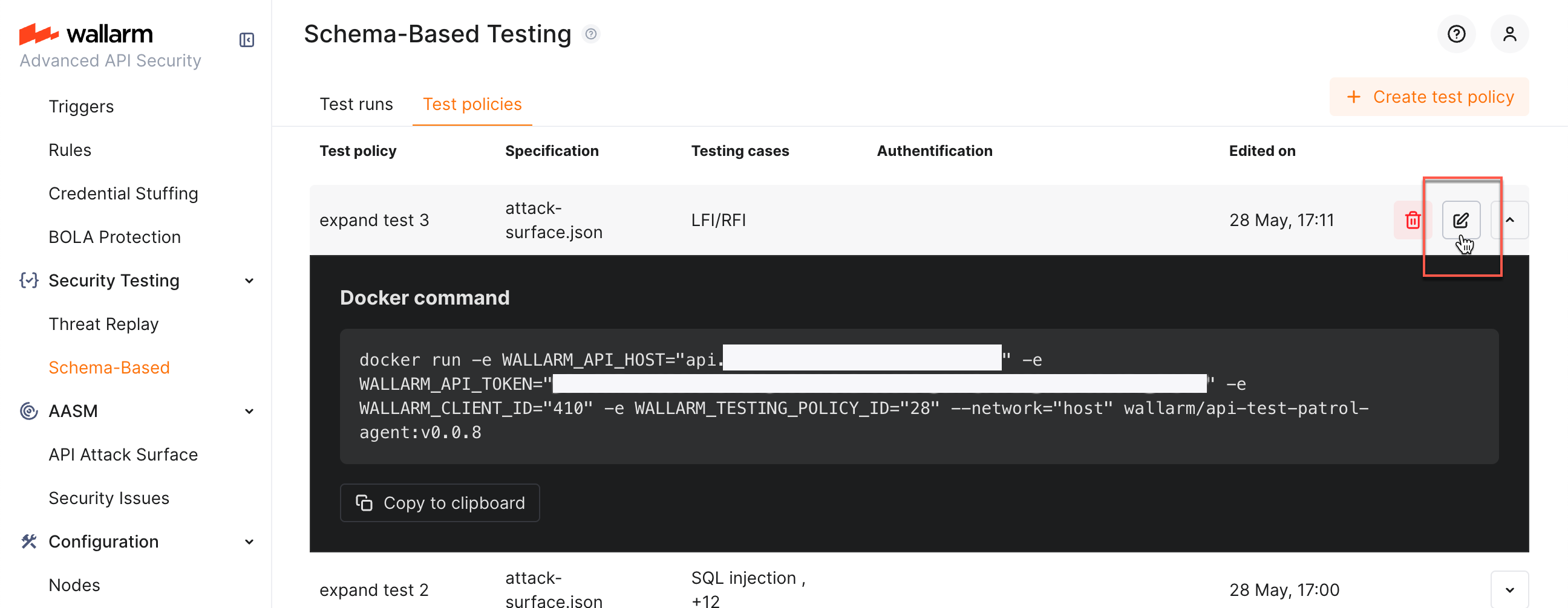 Schema-Based Testing - テストポリシーの編集