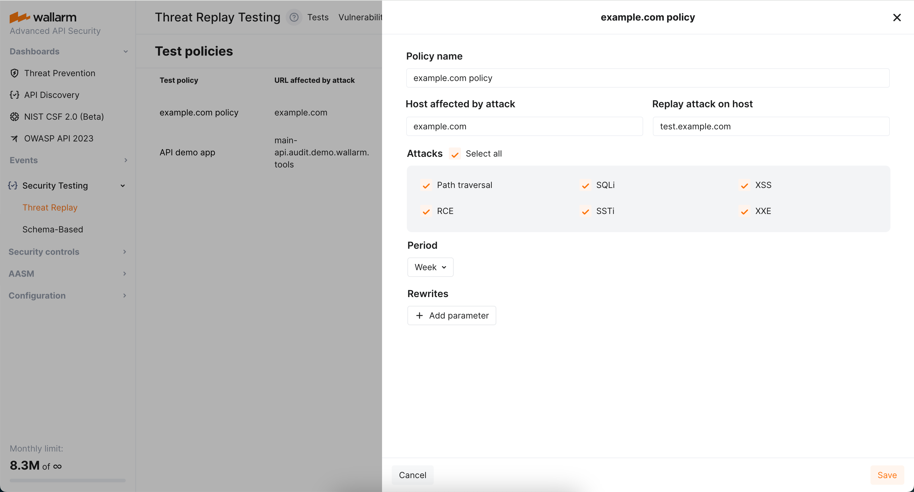 Threat Replay Testing - テストポリシー
